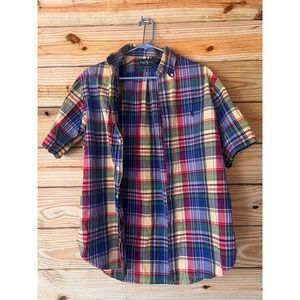 Ralph Lauren Classic Fit Plaid Short Sleeve Button Down Shirt Men's M/M